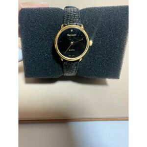 Oleg Cassini Women's Quartz Watch 25.4mm Gold Tone Leather Band